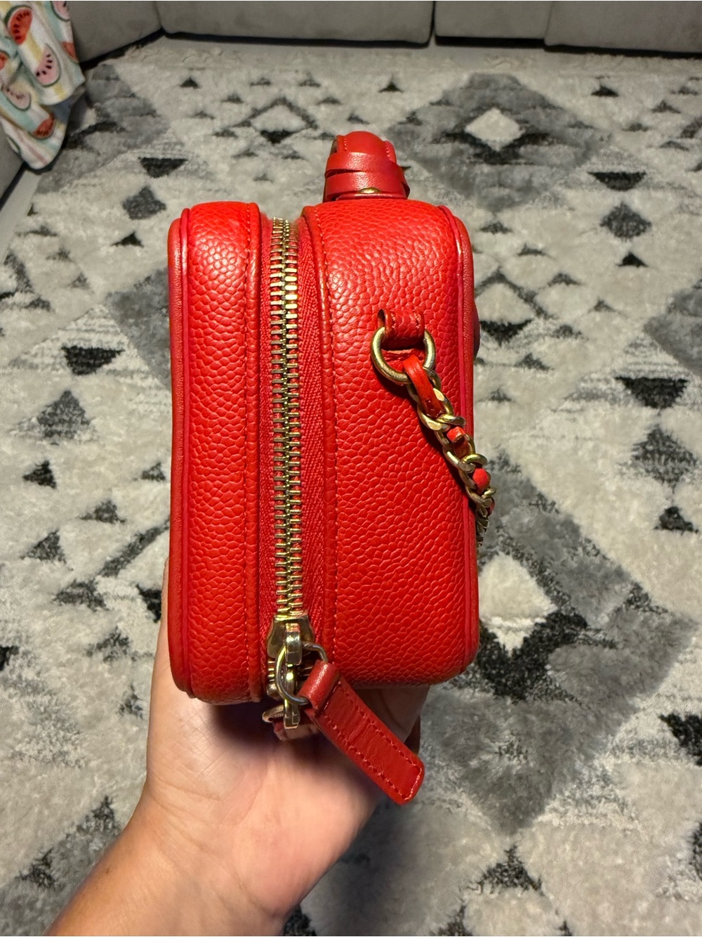 CHANEL Red Quilted Vanity Crossbody with Top Handle - Picture 10 of 14